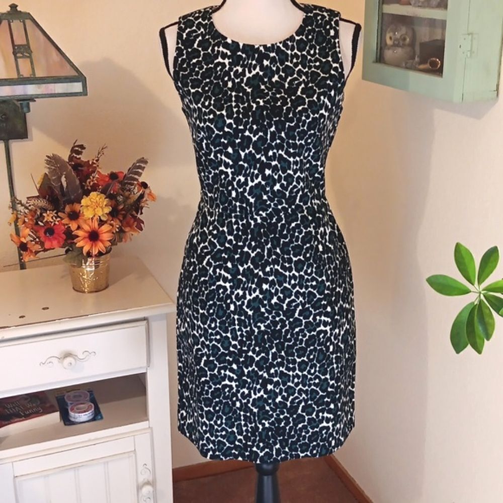 NWOT J. CREW Dark Leopard Textured Cotton Dress Animal Print
